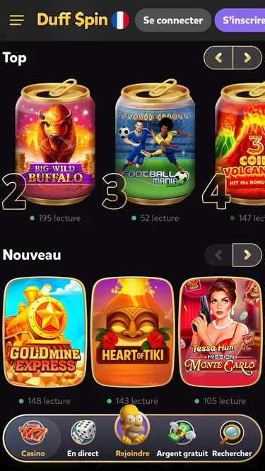 DuffSpin Casino Screenshot