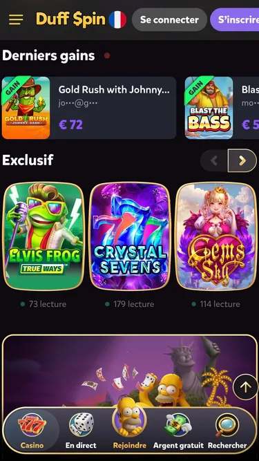 DuffSpin Casino Screenshot