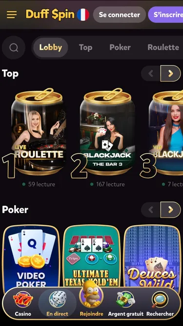 DuffSpin Casino Screenshot